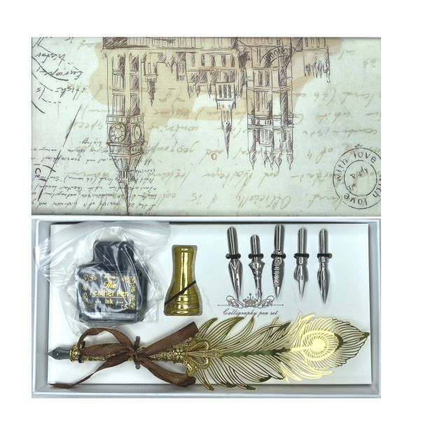 Calligraphy Pen Set Golden 8pcs Medium Box