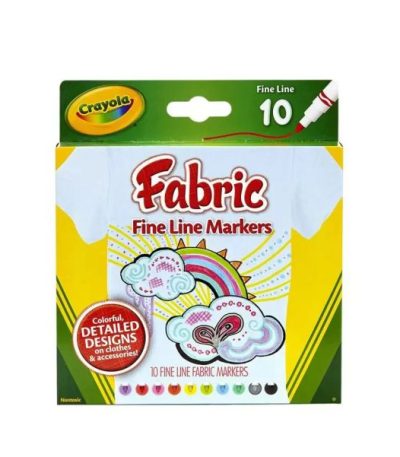Premium Crayola Fine Line Fabric Markers Set of 10 – 588626