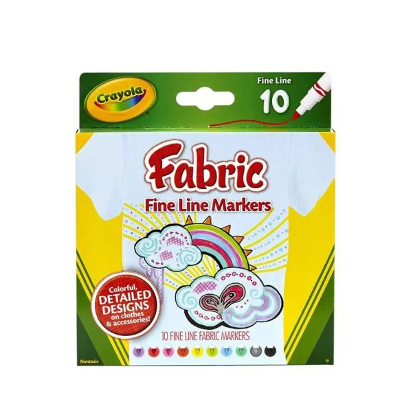 Premium Crayola Fine Line Fabric Markers Set of 10 – 588626
