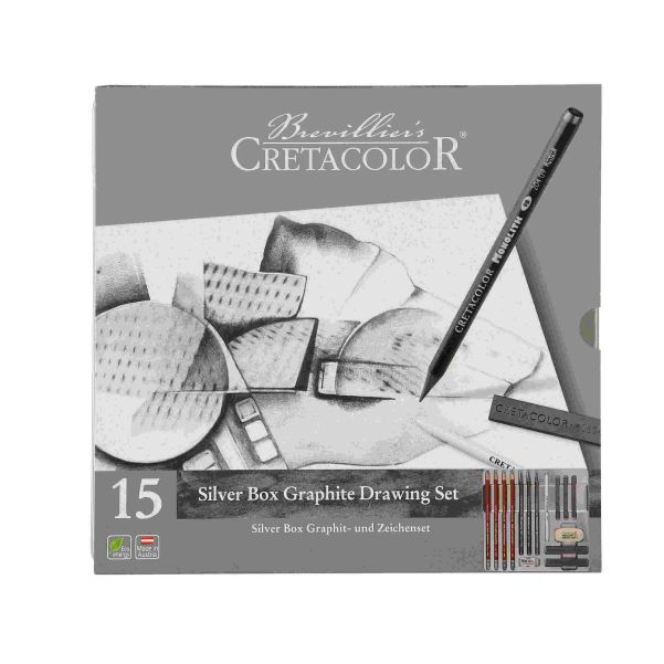 Cretacolor Silver Box Graphite Drawing Set Of 15