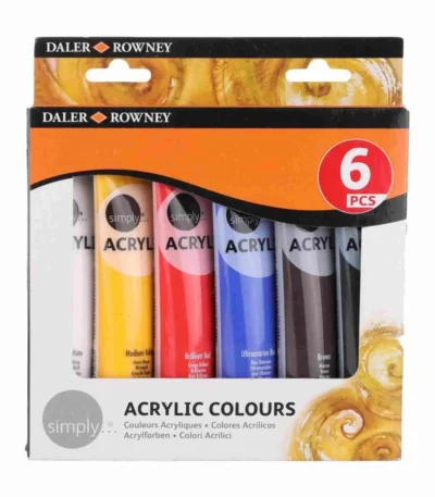 Daler Rowney Simply Acrylic Paints 75ml Pack of 6