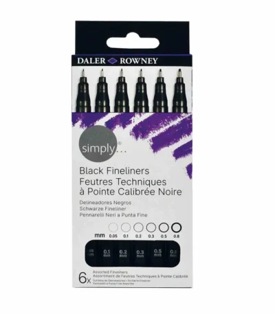 Daler Rowney Simply Black Fineliner Pen Set of 6 Pcs