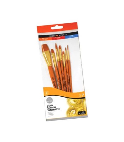 Daler Rowney Simply Gold Taklon Synthetic Hair Brush Set of 7
