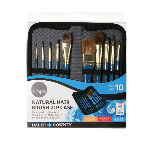 Daler Rowney Simply Natural Hair Brush Set With Zip Case