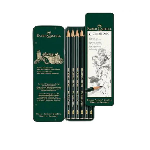 Faber Castell 9000 Graphite Pencil Art Tin Set of 6