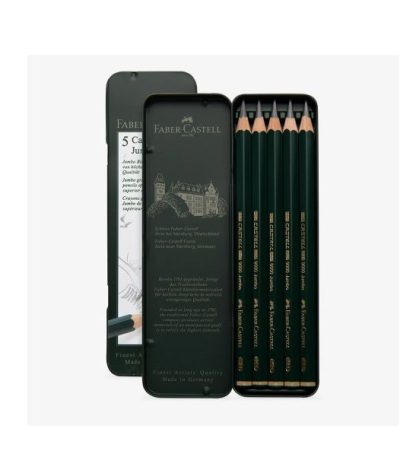 Faber Castell 9000 Jumbo Graphite Pencil Art Tin Set of 5