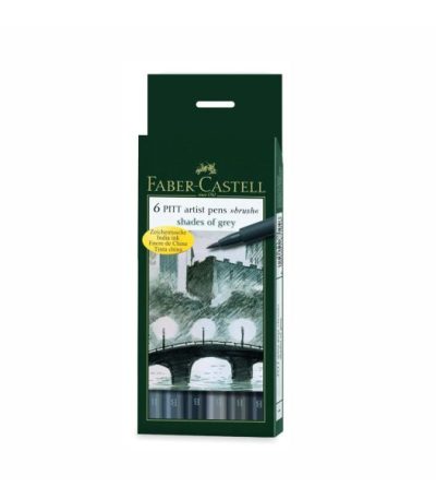 Faber Castell Pitt Artist Brush Pen Grey Set of 6
