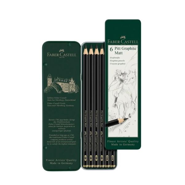 Faber Castell Pitt Graphite Matt Pencil Tin Set of 6