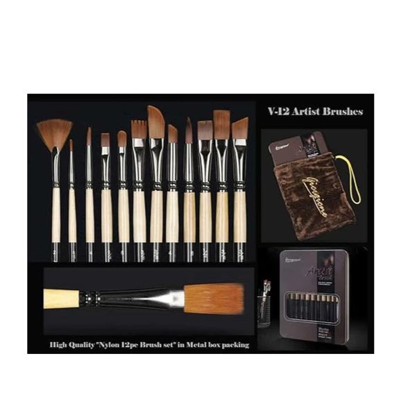 Giorgione Professional Mix Paint Brush Tin Box 12pcs