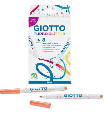 Premium Giotto Turbo Glitter Marker 8 Pcs Set – Vibrant & Sparkling Colors