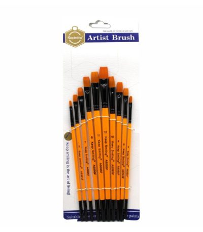 Keep Smiling Acrylic Flat Brush Pack Of 10
