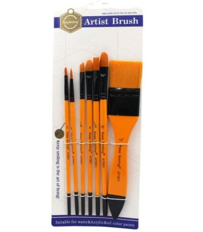 Keep Smiling Acrylic Mixed Paint Brushes Pack of 7