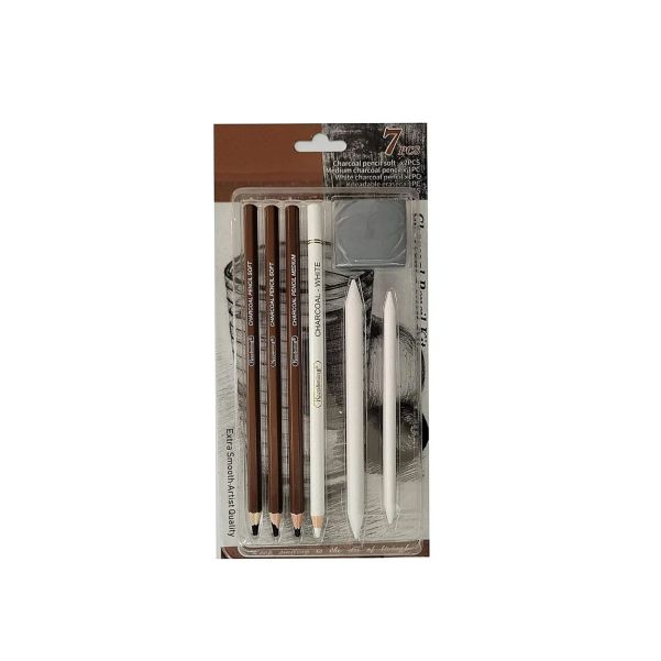 Keep Smiling Black & White Charcoal Pencil Kit
