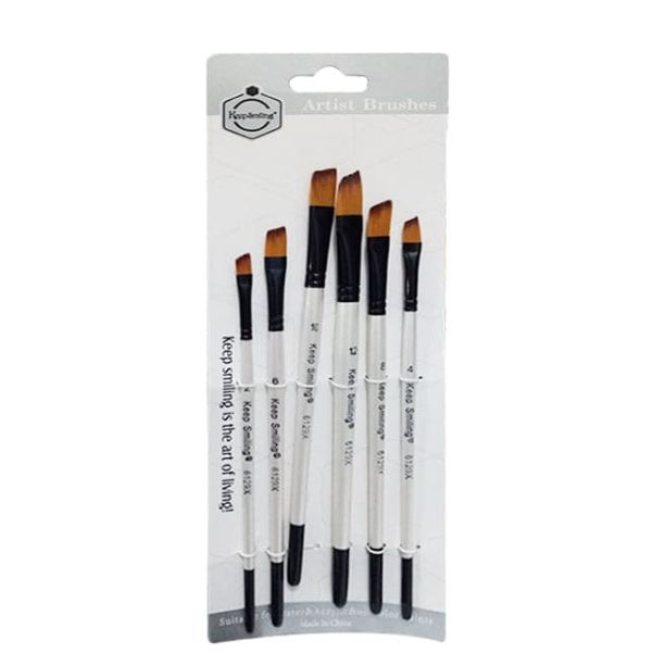 Keep Smiling Chisel Tip Paint Brush Pack of 6