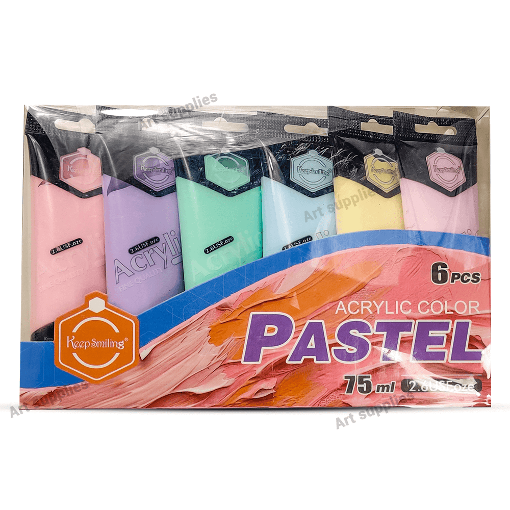 Keep Smiling Pastel Acrylic Paint 75ml Set of 6-- Keep Smiling Pastel Acrylic Paint 75ml Set of 6