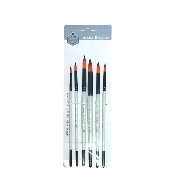 Keep Smiling Round Tip Paint Brush Pack of 6