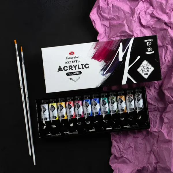 Masterclass Extra Fine Artist Acrylic Paints Set Of 12x18ml