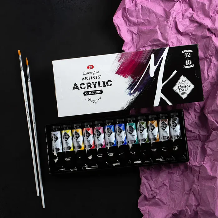Masterclass Extra Fine Artist Acrylic Paints Set Of 12x18ml Masterclass Extra Fine Artist Acrylic Paints Set Of 12x18ml