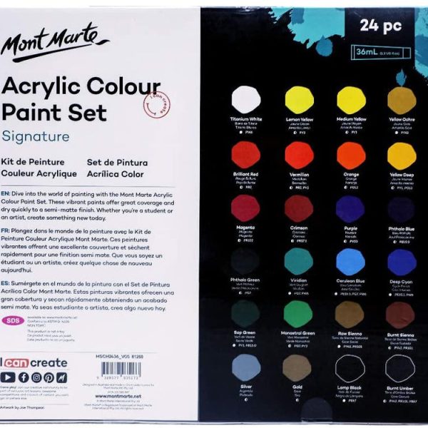 Mont Marte Acrylic Colour Paint Signature Set 36ml Pack of 24
