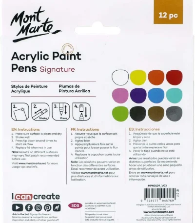 Mont Marte Acrylic Paint Pens Pack Of 12