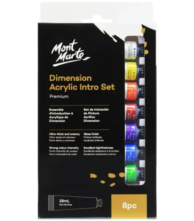 Mont Marte Dimension Acrylic Paint Intro Set Premium 8pc x 18ml