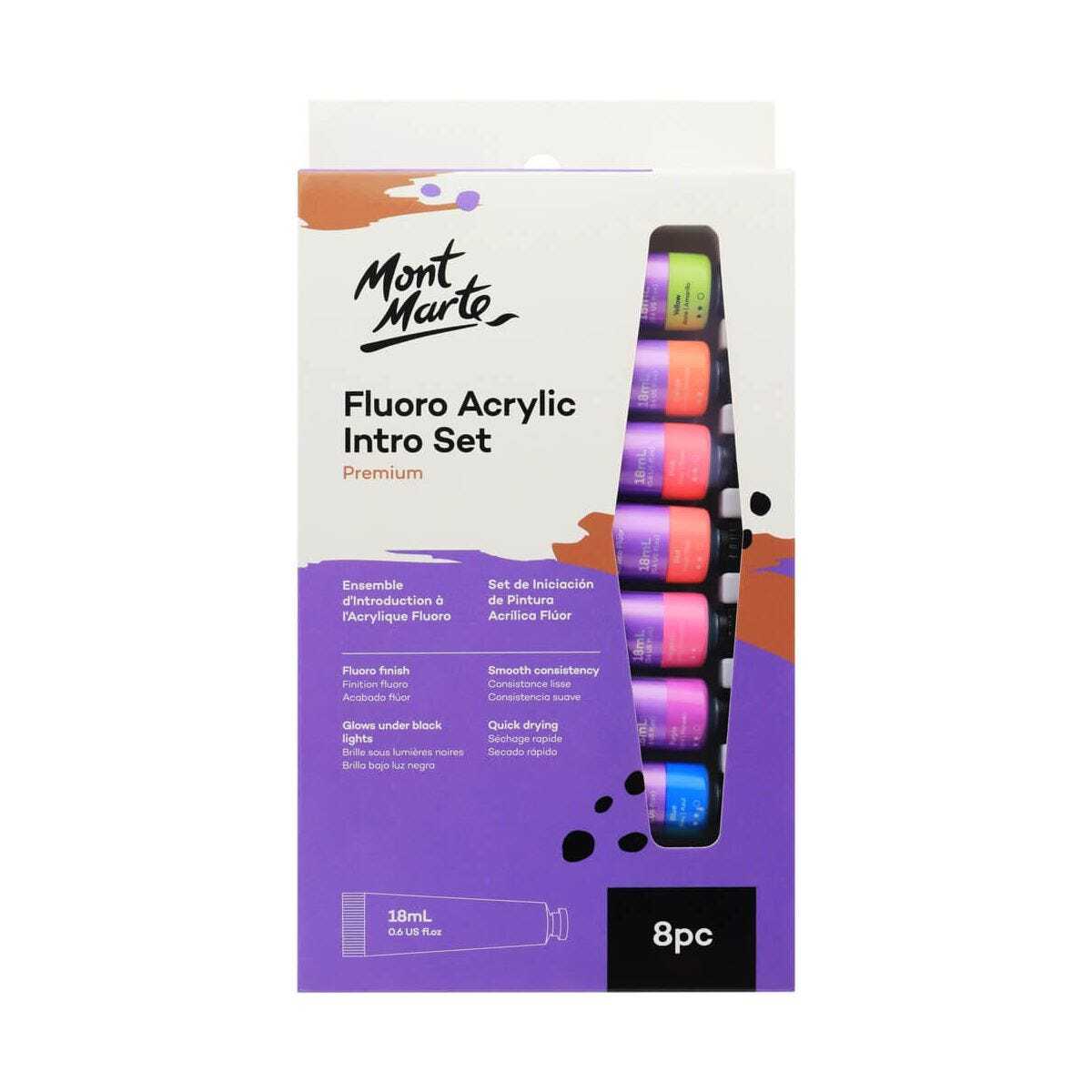 Mont Marte Fluorescent Acrylic Paints 18ml Set Of 8 Pcs Mont Marte Fluorescent Acrylic Paints 18ml Set Of 8 Pcs