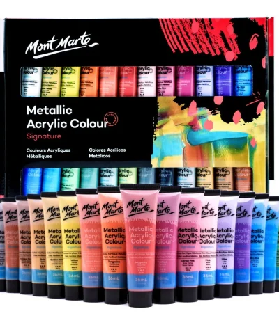 Mont Marte Metallic Acrylic Paint 36ml Set Of 24