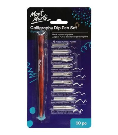Mont Marte Signature Calligraphy Dip Pen 10Pcs Set