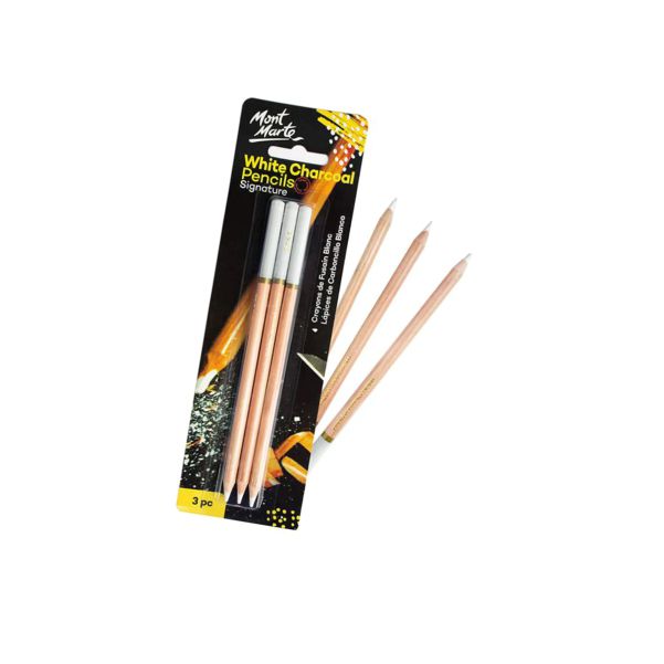 Mont Marte White Charcoal Pencils Pack of 3