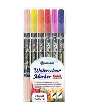 Mungyo Watercolor Twin Tip Pen Set of 6 Floral Colors