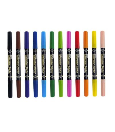 Mungyo Watercolor Twin Tip Pen set of 12 Multicolor Colors