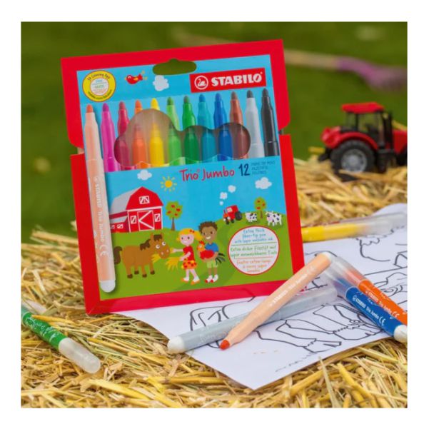 STABILO Extra-thick Fibre-Tip Pen Trio Jumbo Pack of 12