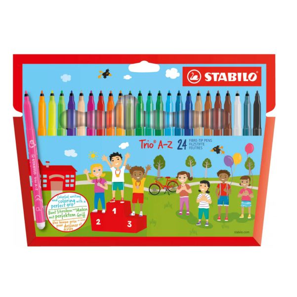 STABILO Felt-Tip Pen With Triangular Grip Zone Trio A-Z Pack of 24