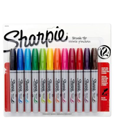 Sharpie Brush Tip Permanent Markers Pack of 12 (1810704)