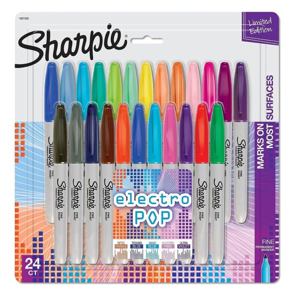 Sharpie Electro Pop Fine Permanent Marker Pack of 24 (1927350)