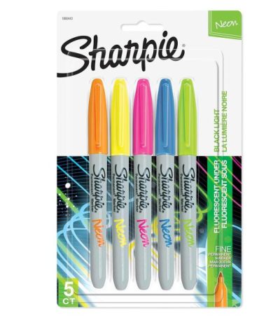 Sharpie Neon Fine Point Permanent Markers Pack of 5 (1860443)