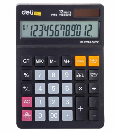 Deli Desktop Calculator 12 Digits, 120 Steps Check