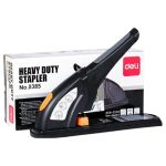 Deli Heavy Duty Staplers The Deli Heavy Duty Stapler is engineered to handle the most demanding stapling tasks with ease. Designed for high-volume use, it can staple up to 100 sheets at once, making it perfect for busy offices and large projects. Its sturdy construction ensures reliability and durability, while the ergonomic handle provides comfort during extended use. The Deli Heavy Duty Stapler features a high-capacity staple magazine for fewer reloads and precision alignment for accurate stapling every time. Efficient, robust, and dependable, it is the ultimate choice for heavy-duty stapling needs. Staples up to 100 sheets at once Sturdy construction for heavy-duty use Ergonomic handle for comfort High-capacity staple magazine reduces reloads