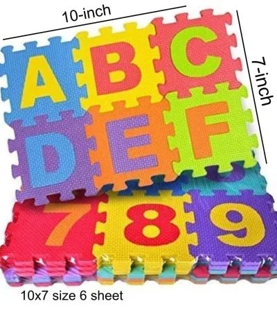 Kids Learning Eva Puzzle Foaming Mat Alphabet And Numbers 6pcs Set