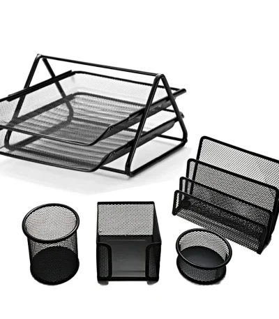 Metal Mesh Desk Organizer Set
