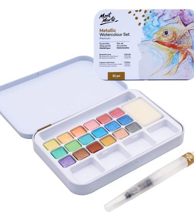 Mont Marte Premium Metallic Watercolor Cake Set 21Pcs