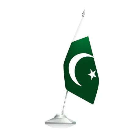 Pakistan Table Flag, Stainless Steel, Embroidered, Executive Look