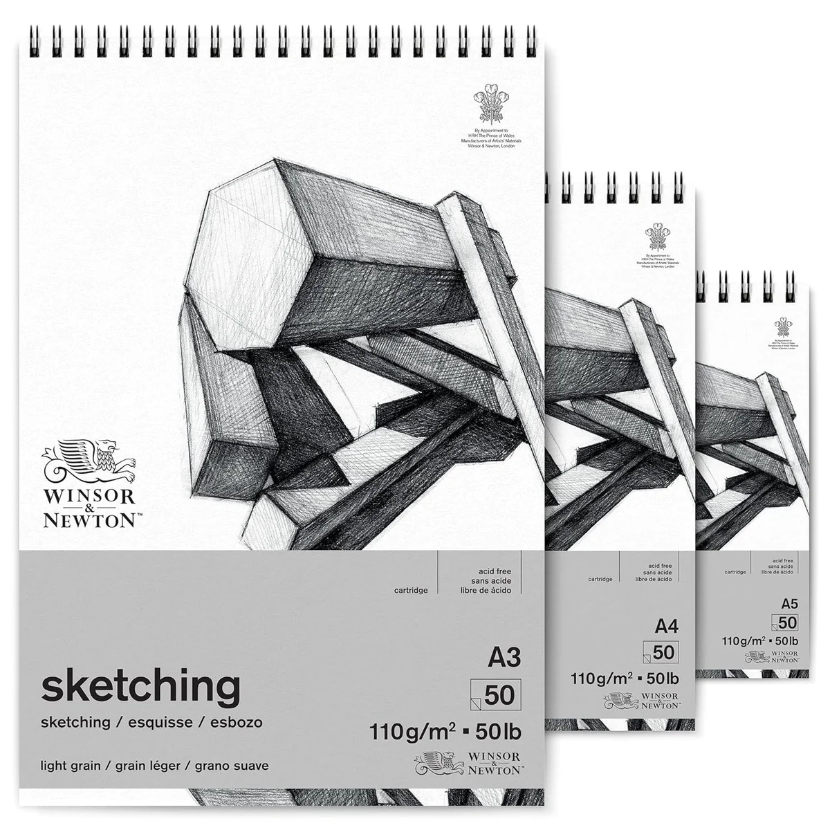 Winsor & Newton Light Grain Sketching Pad 110gsm 50 Sheets Winsor & Newton Light Grain Sketching Pad 110gsm 50 Sheets